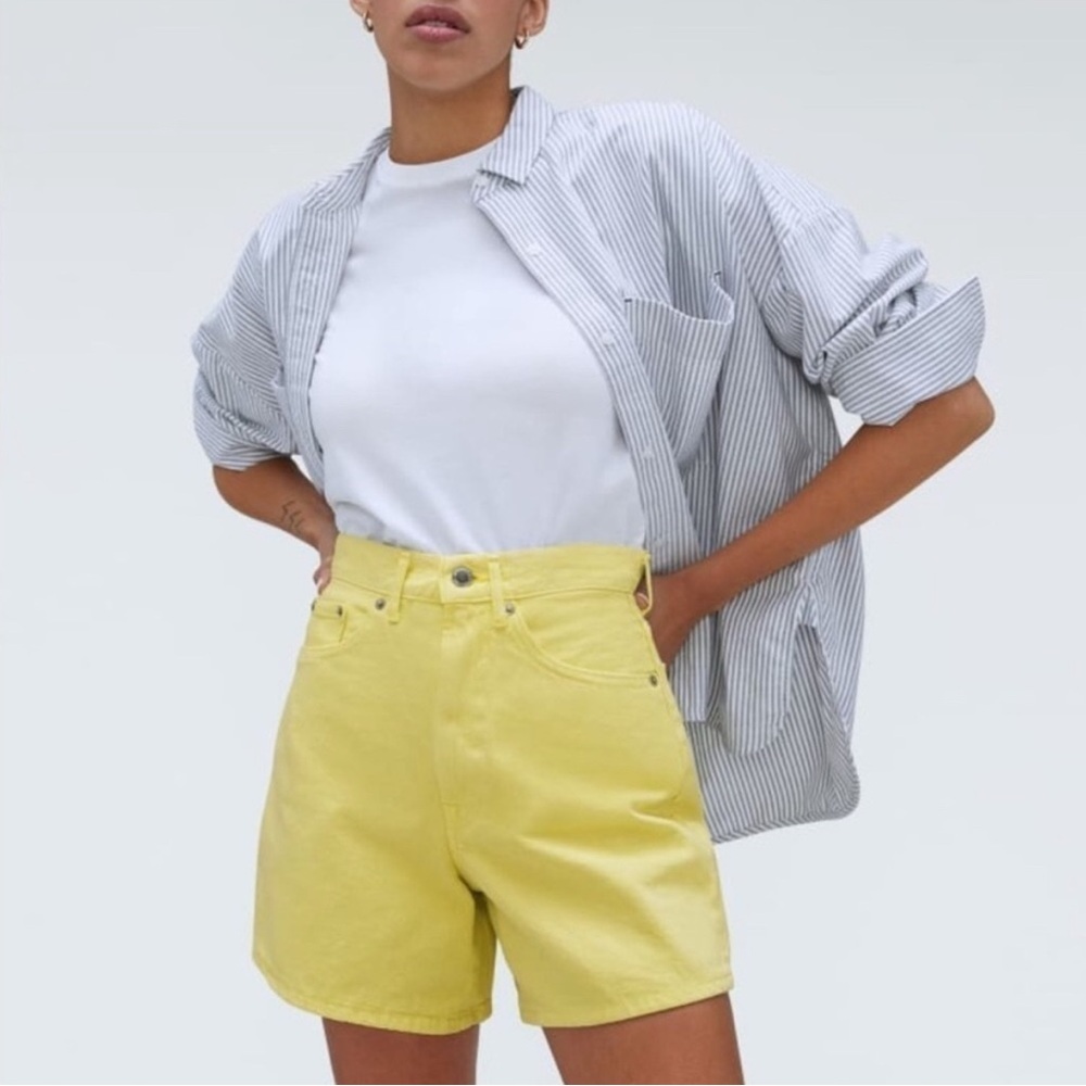 Everlane The A-Line Denim Short Size 33 Yellow Organic Cotton